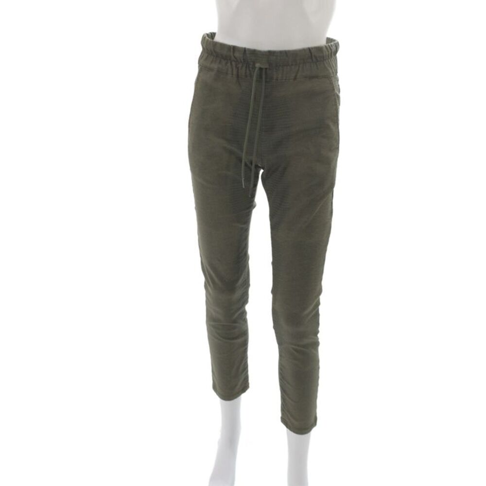 Flog Womens Ankle Pants Green Check Drawstring Cotton Size 25